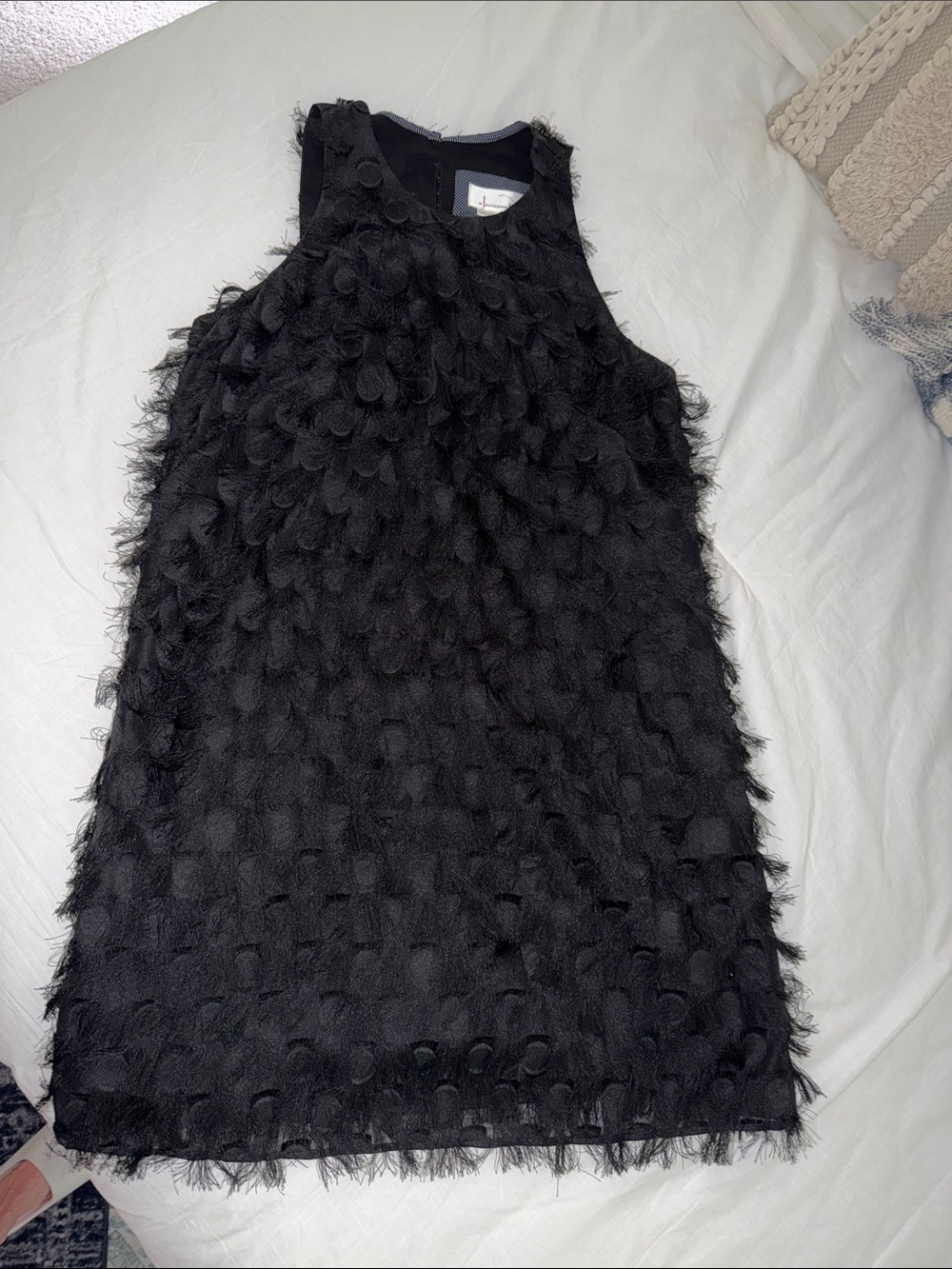 Anthropologie SZ12 Textured Sleeveless Black Shift Dress